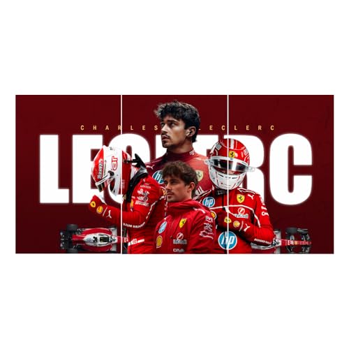 Image of Good Hope - Charles Leclerc Split Poster 12x18 Inch - Ferrari F1 Car Racing Posters for Boys Room Wall Decor Bedroom Cafe GYM Gaming room Livingroom & Office Decoration (Formula 1 Champion Fan without frame Framed)