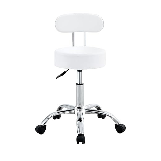 Cadeira Giratória Mocho com Encosto Conthey, Ajuste de Altura e Rodízios - Estética, Manicure, Tatuagem, Odontologia e Residências - Branca