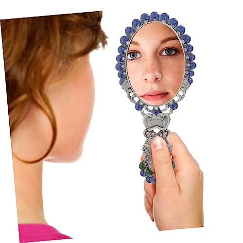 Miroir à main vintage poignée confortable pour maquillage rétro nomade