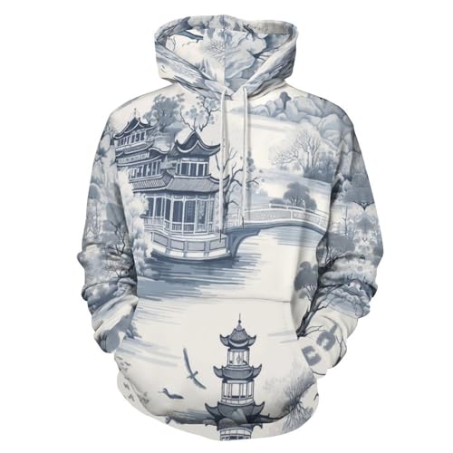 Pull à capuche imprimé 3D avec poches style décontracté