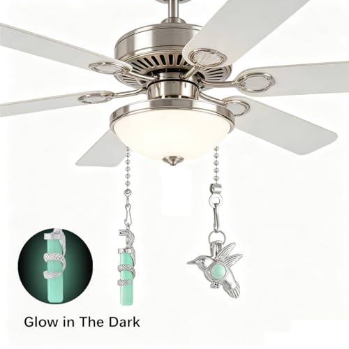 Image of Hummingbird and Cobra Pattern Ceiling Fan Pull Chain,Pull Chain Extension Glow in The Dark,12in Fan Pull Chain Pendant,Ceiling Fan Chain Extender with Beaded Fluorescent Light Chains Ornaments, 2PCS