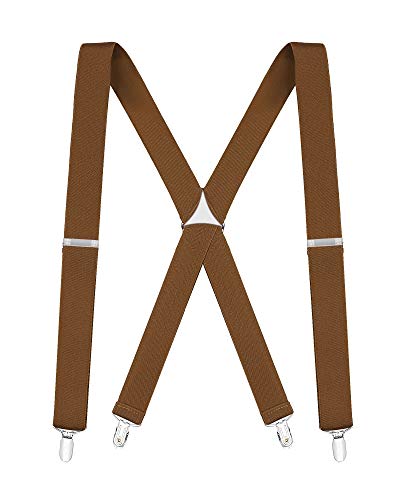 Buyless Fashion Tirante para hombres - 122 cm correas ajustables 3.18 cm - En X - 5104-Camel Cover