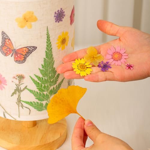 Wsyear Flower Lamp Bedside Lamps Pressed Flowers Table Lamp With Wood Base Charming Floral Beauty For Desk Lamp Bedroom Living Room thumb #5