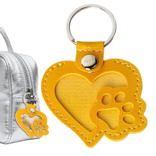 Generisch Porte-clés en forme de poils d'animaux - En cuir - Pour adultes et enfants - Pour anniversaire, Noël, portefeuille, cartable, accessoire, jaune,...