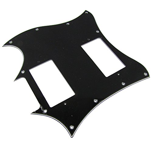 IKN 1 pickguard de remplacement 3 plis 11 trous pour guitare style SG, noir/blanc/noir - Les Beatles, Paul McCartney, John Lennon, RIngo Starr, George Harrison IKN 1 pickguard de remplacement 3 plis 11 trous pour guitare style SG, noir/blanc/noir – Image 4