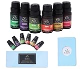 Essential Oils Set -BluSpirits 6 Piece Organic Blends For Diffusers, Therapeutic, Aromatherapy, Humidifiers, Home Care, Fragrance Gifts - Peppermint, Tea Tree, Lavender, Eucalyptus, Lemongrass, Orange