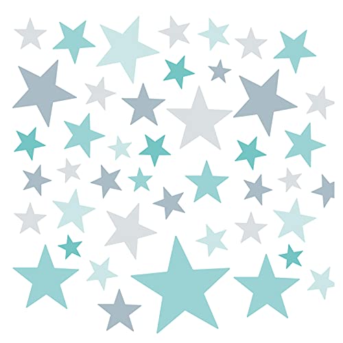 Little Deco 60 Sterne Set Mint grau Wandsticker Kinderzimmer Wandtattoo...