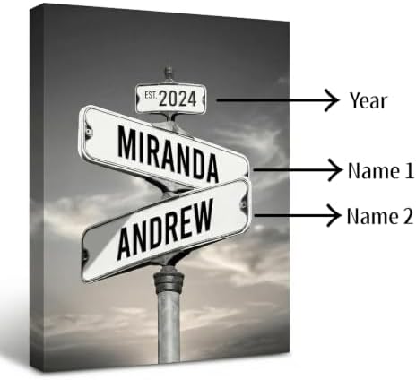 TWING Personalized Street Sign Canvas for Couples, 8x12 Inch - 1