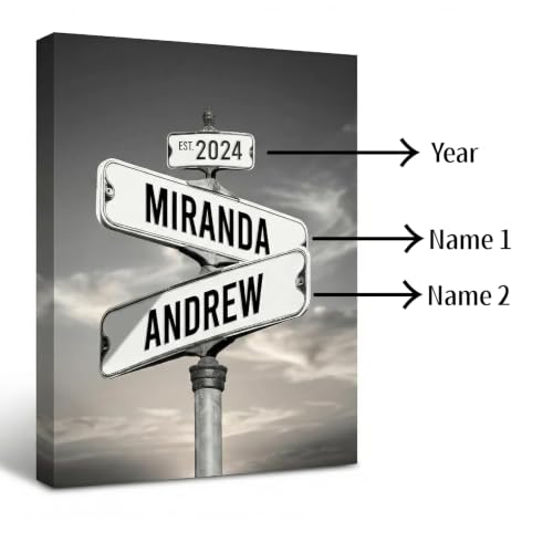 TWING Personalized Street Sign Canvas for Couples, 8x12 Inch