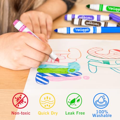 Image of YEGEER 288 Count Washable Markers Bulk - 12 Assorted Colors, Broad Tip Markers for Kids, School and Teacher Classroom Supplies, Perfect for Art and Coloring.(288)