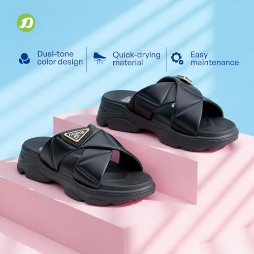 Image of DOCTOR EXTRA SOFT Women's Fashionable Buckle Sliders /Slippers with Cushion FootBed for Adult | Comfortable & Light Weight| Stylish & Anti-Skid| Waterproof & Everyday Flip Flops for Ladies Girls D-521