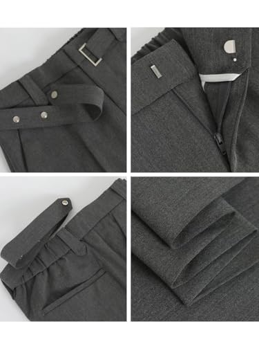 Men's High - Waisted Wide - Leg Pleated Business Casual Trousers with Adjustable Belt Buckle2