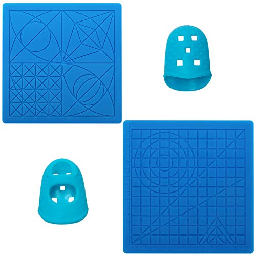 CoiTek - Juego de 2 alfombrillas de impresión 3D de silicona, multiformado, incluye 2 protectores de dedos para principiantes y adultos