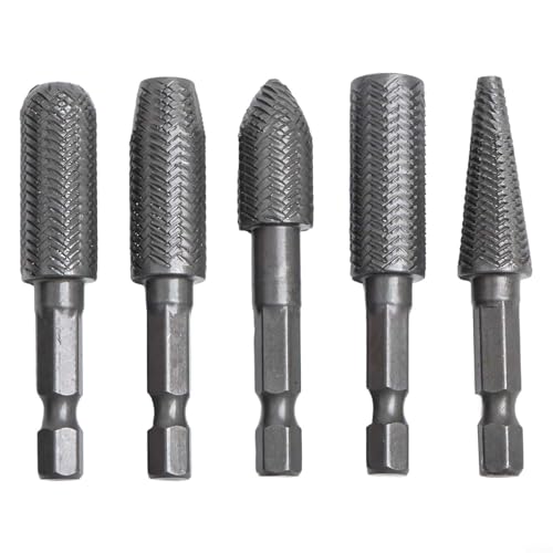 Set de fresas rotativas de acero para taladro, 5 piezas miniatura 1