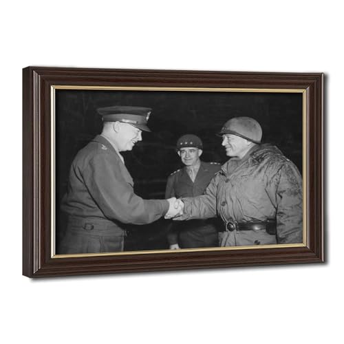 Affiche Bastogne Eisenhower Patton cadre suspendu pour mur vide