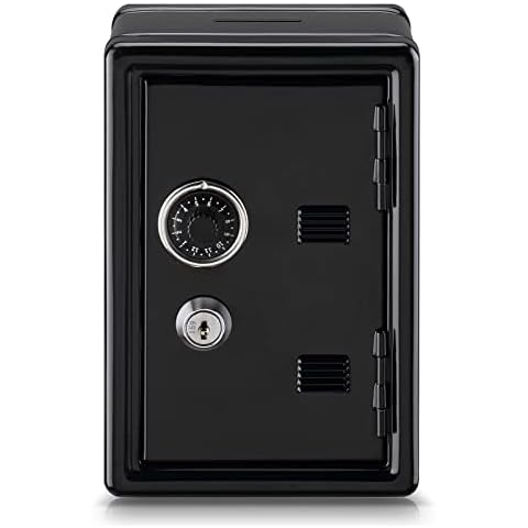 Younion Money Safe and Cash Lock Box, Mini Size Security Safe Box for Money Jewelry and valuables, 4.6"x 4.2"x 6.9" Black Cover