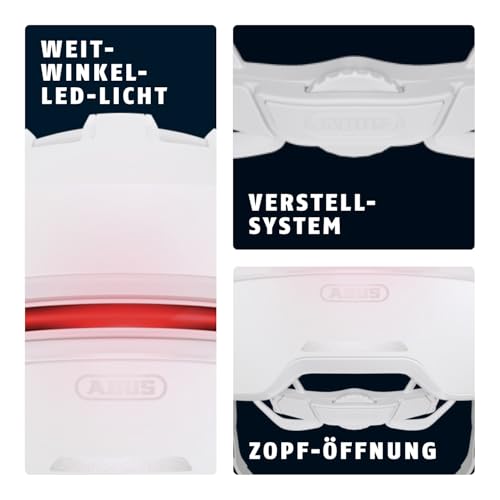 ABUS Fahrradhelm HUD-Y mit Rücklicht, Pure White, L – Ansicht 5