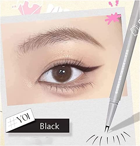 Double Tip Lower Eyeliner Pencil, Super Slim Liquid Eyeliner Pen Waterproof Long Lasting Eyeliner Eye Makeup Tool for Women and Ladies (Brown+Black) - Image 3