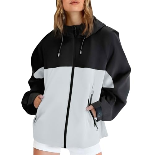 Chaqueta impermeable mujer cortavientos y ligera con capucha para entretiempo