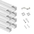 8-Pack 3.3ft/1Meter Plus-Size U Shape LED Aluminum Channel System with Milky Cover, End Caps and Mounting Clips, Aluminum Profile for LED Strip Light, Special for LED Strip