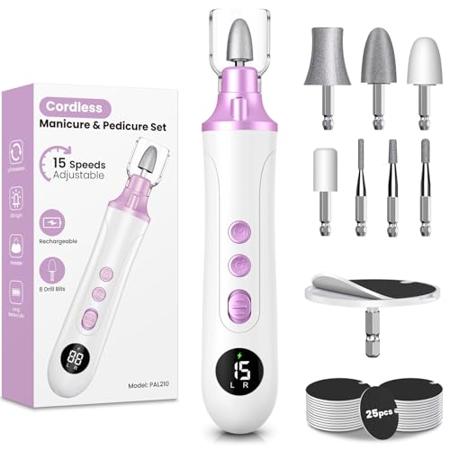 Maniküre Set Elektrisch, Pediküre Set Fußpflege Elektrisch Nagelfeile mit 9 Aufsätze zur Nagelpflege, Pediküreset Elektrisch mit 15 Geschwindigkeitsstufen und LED Licht für Hände und Füße Maniküre Set Elektrisch, Pediküre Set Fußpflege Elektrisch Nagelfeile mit 9 Aufsätze zur Nagelpflege, Pediküreset Elektrisch mit 15 Geschwindigkeitsstufen und LED Licht für Hände und Füße
