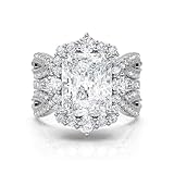 Jeulia 2 PC Interchangeable Engagement Ring Set for Women; 925 Sterling Silver Twisted Radiant Cut Diamond Wedding Ring Set CZ Anniversary Promise Rings for Her with Jewelry Gift Box (White Diamond, 8.5)