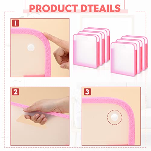Image of 12 Pieces Scrapbook Paper Storage 12x12 Sheets Storage Paper File Scrapbook Paper Storage Organizer with Handle Expandable Craft Paper Storage for Documents Office Photos Cardstock File (Pink)