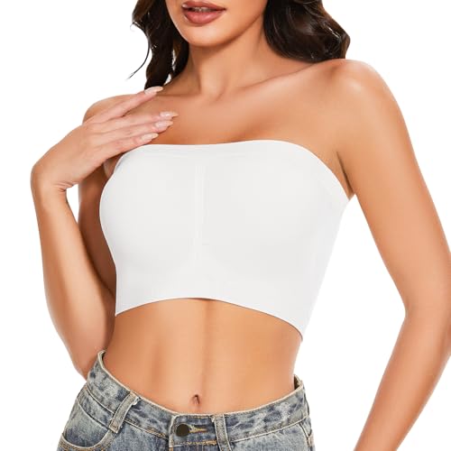 Image of Strapless Bras for Women Bandeau Bra Wireless Seamless Bandeau Top Comfort Padded Tube Top Bra