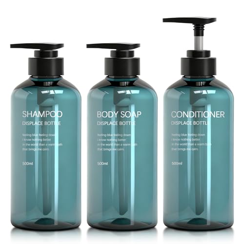 Jomdjmskes 3 Pcs Dispensador Jabon Baño, 500 ml Dispensador de Botellas de Plástico Recargable, Dispensador Gel y Champu Ducha, Elegante Practico Ideales para Jabón, Loción y Champú