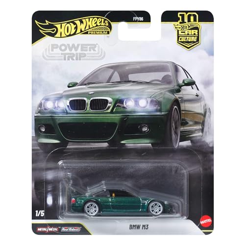 Image of Hot Wheels Premium Car Culture Collectible Toy Car, 1:64 Scale Die-Cast BMW M3 E46, Eurospeed Vehicle with Real Riders Tires | Collectible Toy Car, Eurospeed Vehicle, Real Riders Tires