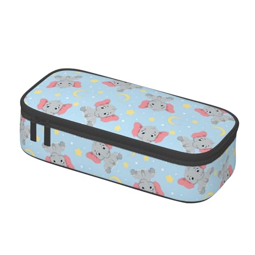 Image of Cute Baby Elephant Large Pencil Case With Zipper Compartments Stationery Pencil Bag For Kids Teens Students School Supplies