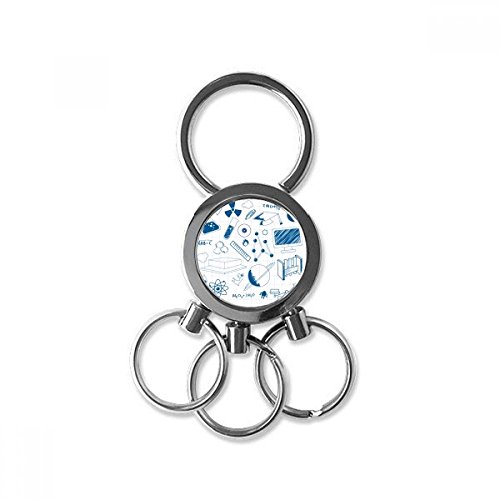 Porte-clés en métal peint à la main style simple physique chimie bleu
