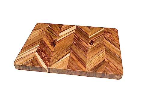 Tabla de Cortar y Servir Rectangular de Acacia con Diseño Herringbone y Asas Integradas, Mediana, 40,6 cm x 30,5 cm x 2,5 cm miniatura 1