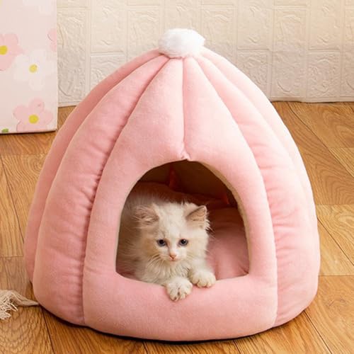 ペットドーム ペットベッド 猫 ハウス 犬 保温防寒 フワフワ 変形しにくい ペット用品 暖かい ソフト おしゃれ 可愛い ドーム型 洗える 超吸収 多機能 2way 休憩所 昼寝 クッション付き M:40*40*35CM(推奨体重:5kg以内)