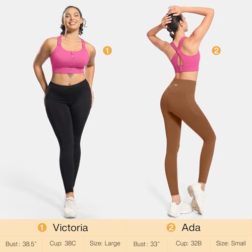 Image of High Impact Sports Bras for Women Adjustable Zip Front Plus Size Workout Bra Full Coverage Removable Padded Running