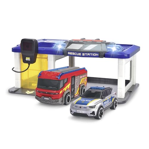 Dickie Toys - Rescue Auto-Station für Kinder ab 3 Jahre (31x22 cm) mit 2...