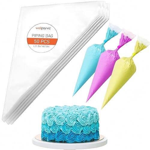Piping Bags 50pcs 12 Inch Anti Burst Disposable Cake Decorating Bags Non-Slip Pastry Bags-Ideal for Cakes Cream Frosting and Cookie Decorating