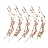 Mobestech 5 Branches de Baies Artificielles Dorées Ornements pour Intérieur Décorations pour Soirées de Noël Décoration Maison Lot de 5 Pièces