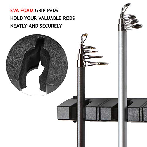 Suporte para vara de pesca, Andoer Suporte para vara de pesca para 6 varas de pesca montada na pared
