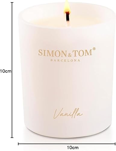 Miniatura 7 de Simon&Tom - Vela de vainilla de alta calidad altamente perfumada de 10 onzas, combustión de 100 horas, cera de soja orgánica natural, tarro de vela