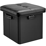 DocSafe Storage Ottoman with Lock,Fireproof Folding Ottoman Foot Rest Stool Storage Chest with Storage Safe for Important Documents,Waterproof 13 Inches Short Ottoman Foot Stool with Handles,Black