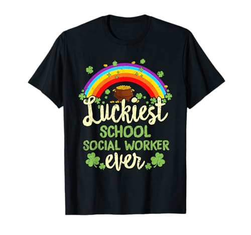 Trabajador social escolar más afortunado del día de San Patricio Rainbow Camiseta