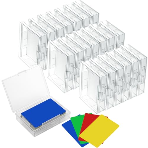 12 Pieces Playing Card Deck Boxes Empty Plastic Storage Box Card Holder Organizer Clear Card Case, Snaps Closed (Clear)