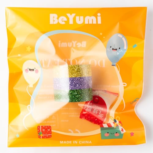 Image of BeYumi Mardi Gras Border Trim - 65ft Mardi Gras Straight Rolled Border Trim Classic Glitter Yellow Purple Green Bulletin Board Set Carnival Holiday Masquerade Party School Classroom Home Wall Decor