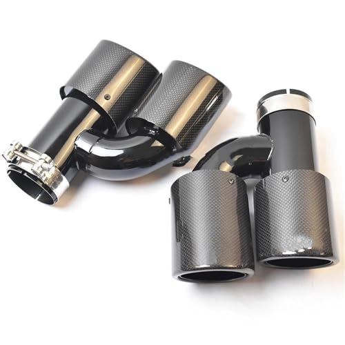 Silencieux d'échappement double noir carbone 73-101mm pour sorties gauche droite