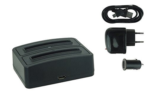 Cargador Doble (USB/Coche/Corriente) CT-3650 para Contour+2, HD 1080P. / Toshiba Camileo P100. / Aiptek - v. Lista