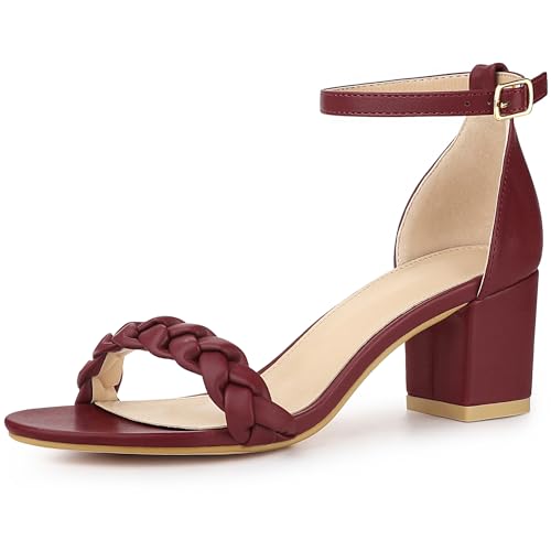 Allegra K Women's Chunky Heels Ankle Strap Braided Heel Sandals