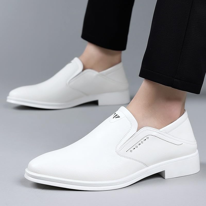 Men Formal Oxford Shoes Vintage Working Tuxedo Casual Business Slip Resistant Block Heel Anti-Slip Rubber Sole Dress Breathable Slip On French Leather2