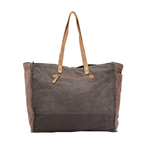 Myra Bag Ursinia Upcycled Canvas & Cowhide Weekender Bag S-15134