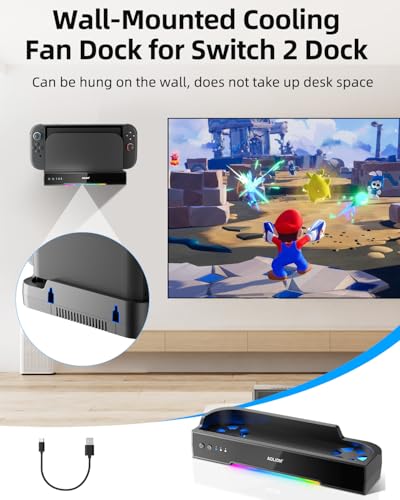 Image of Cooling Fan for Switch 2, Dual-Fan Cooling with Adjustable RGB Lighting | Wall-Mountable Design, Efficient Heat Dissipation, Plug & Play Dock Cooler for Enhanced Console Performance